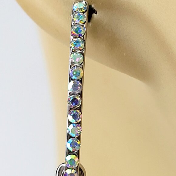 Green Crystal Silver Earrings - Picture 6 of 10